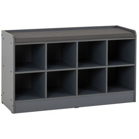 Portland Shoe Bench - L34.5 x W97 x H55 cm - Grey/Steel Fabric