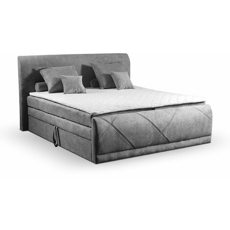 Porto Boxspringbett 180x200 Hotelbett Bonellfederkern Bett mit Topper Bettkasten