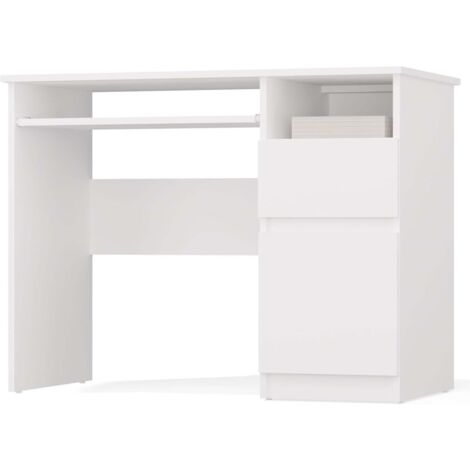 PORTO – Computer-Schreibtisch mit 1 Tür und 1 Schublade rechts – 51x98,5x75,5 cm – Weiß