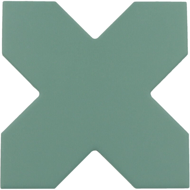 Carrelage sol / mur forme croix vert 12X12 cm porto cross pickle green (vendu par boite de 0,49m2)