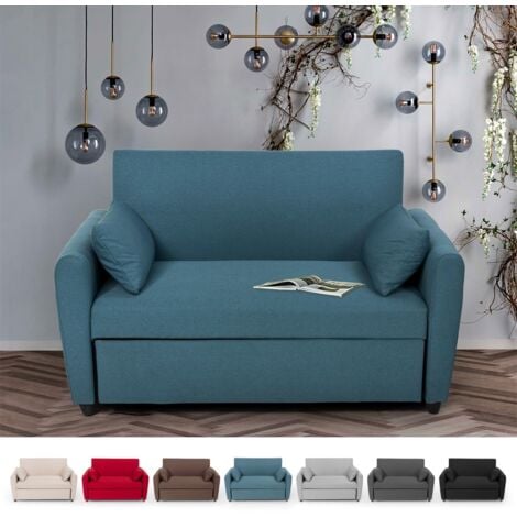 MODUS SOFÀ Porto Rico Ausziehbares 2-Sitzer-Schlafsofa, modernes Design aus Stoff Farbe: Grau