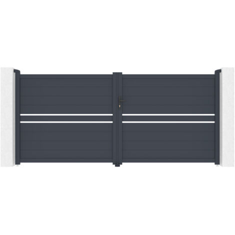 Portón abatible 3,5m CIMONE H.160 aluminio gris