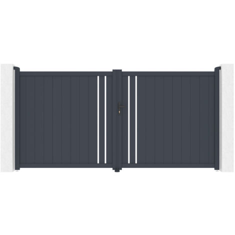 Portón abatible 3,5m GIONA H.180 aluminio gris