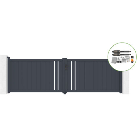 Portón abatible 4m GIONA H.120cm aluminio + motorización TANKER B700
