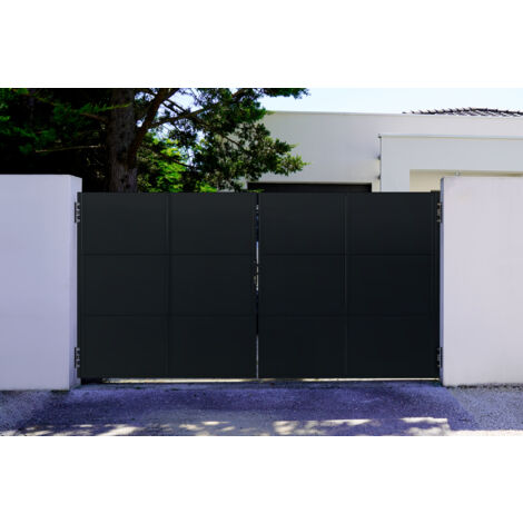 CASANOOV Portón abatible de acero NALI 350 x 180cm NEGRO MATE