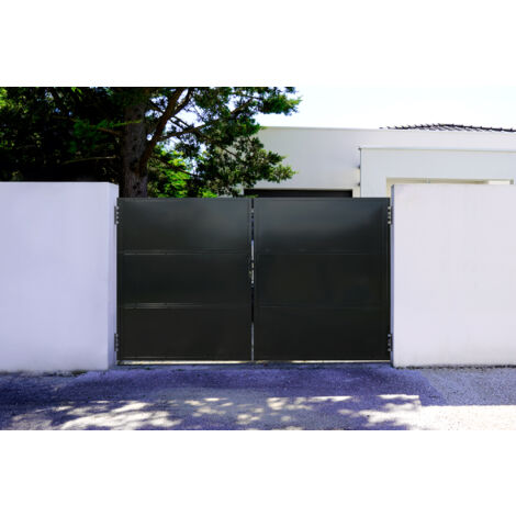 CASANOOV Portón abatible de hierro NALI 300x180cm NEGRO BRILLO