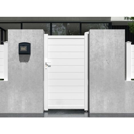Portón batiente aluminio Ancho 103 x Alt. 181 cm blanco - NAZARIO - Venta-unica - Blanco