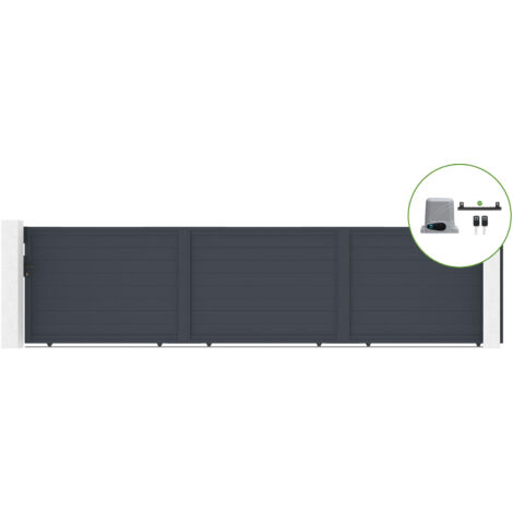 Portón corredero 6m EIGER H.140cm aluminio + motorización RANGER C300
