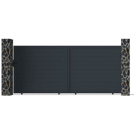 Portón corredero de aluminio antracita NAZARIO - Ancho 392 x Alt. 173 cm - Venta-unica - Gris antracita
