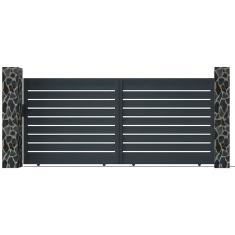 Portón corredero de aluminio - PRIMO - 392x176 cm - Venta-unica - Gris antracita