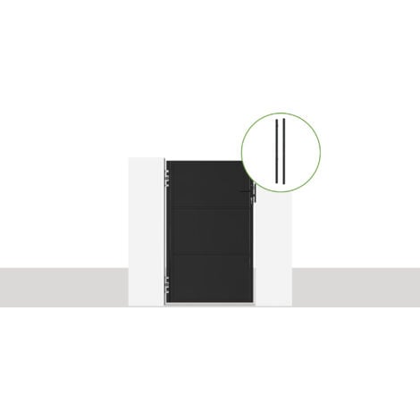 CASANOOV Portón de acero 1M NALI H.160cm Negro mate + 2 postes de acero DARIO