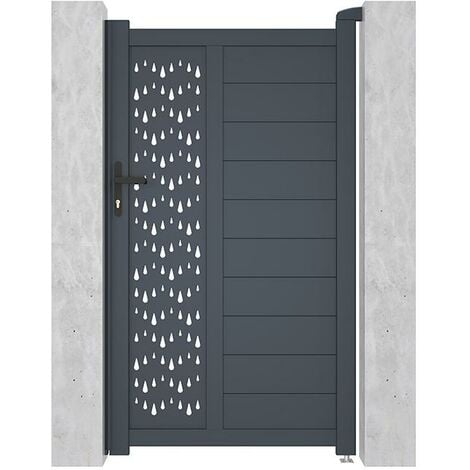 EXPERTLAND Portón de aluminio Ancho 103 x Alt. 181 cm antracita GREGOR - Venta-unica.com - Gris antracita