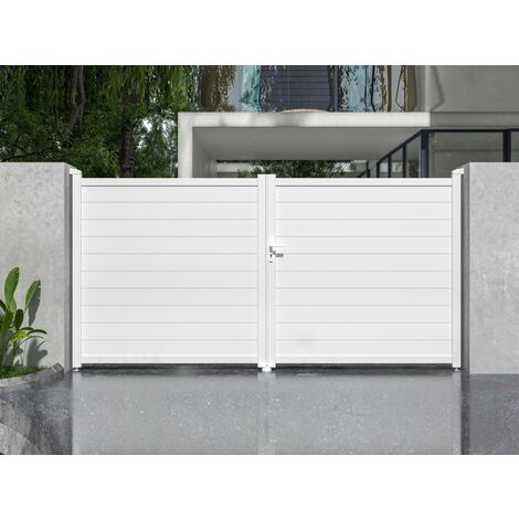 Portón de aluminio Ancho 355 x Alt. 181 cm blanco - NAZARIO - Venta-unica - Blanco