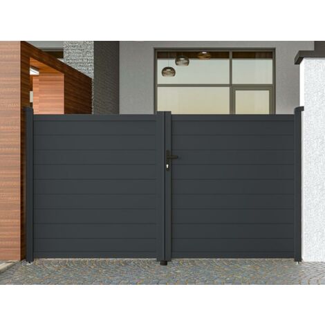 Portón de aluminio color antracita NAZARIO - Ancho 300 x Alt. 158 cm - Venta-unica - Gris antracita