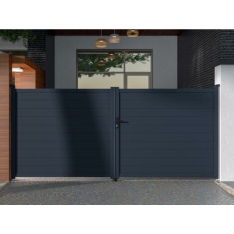 Portón de aluminio color antracita NAZARIO - Ancho 392 x Alt. 173 cm - Venta-unica - Gris antracita