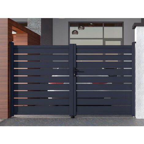 Portón de aluminio color antracita PRIMO - Ancho 300 x Alt. 176 cm - Venta-unica - Gris antracita