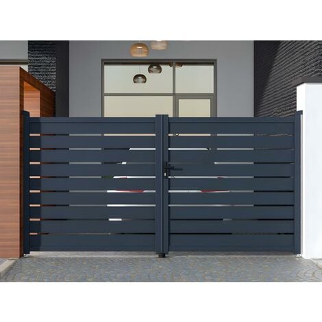 Portón de aluminio color antracita PRIMO - Ancho 350 x Alt. 176 cm - Venta-unica - Gris antracita