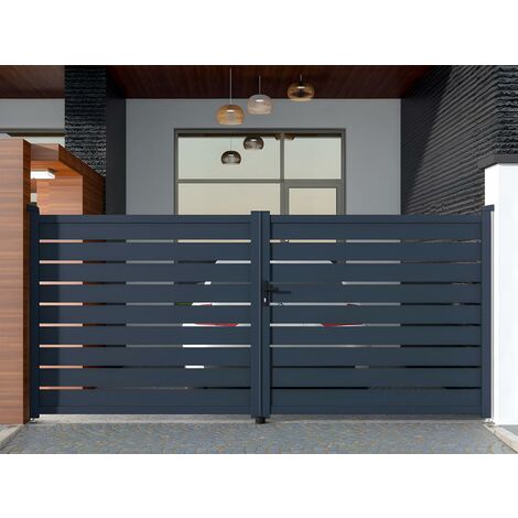 Portón de aluminio color antracita PRIMO - Ancho 392 x Alt. 176 cm - Venta-unica - Gris antracita
