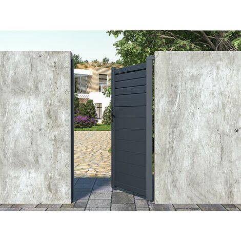 EXPERTLAND Venta-unica.com -Portón de aluminio persiana Ancho 103 x Alt. 181 cm antracita VIAZO - Gris antracita