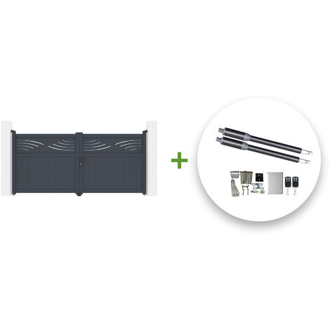 Portón eléctrico abatible 3m HALTI 300 x 140 cm GRIS + motor RANGER B150