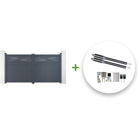 Portón eléctrico abatible 3m HALTI 300 x 160 cm GRIS + motor RANGER B150