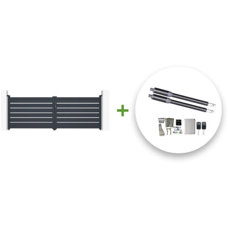 Portón eléctrico abatible gris VOGEL 350 x 120 + motor RANGER B150