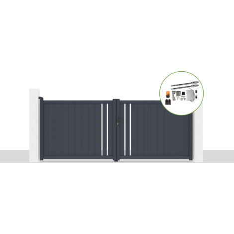 Portón eléctrico batiente 3,5x1,4m GIONA + TANKER B250 motorización