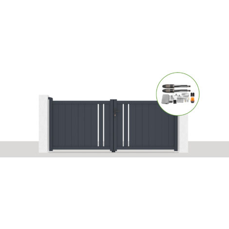 Portón eléctrico batiente 3x1,2m GIONA + motorización TANKER B700