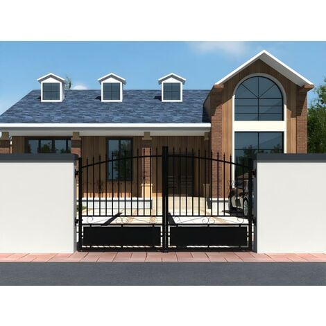 EXPERTLAND Portón negro de aluminio NERBIS - Ancho 300 x Alt. 160/180 cm - Venta-unica