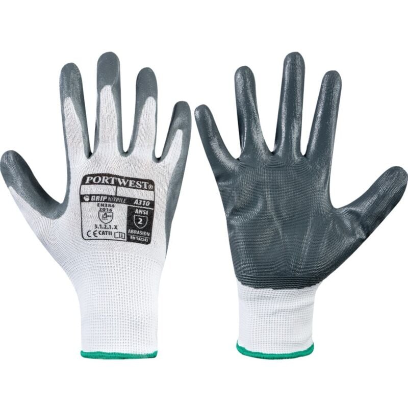A310 Palm-side Coated White/Grey Gloves - Size m- you get 5 - Portwest