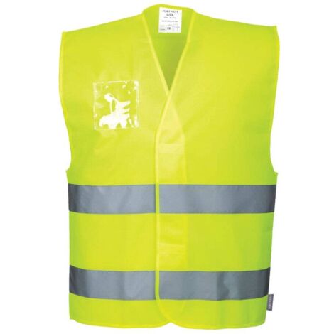 Portwest C475 Gilet Alta Visibilità, con Porta Badge Doppio Verso, Giallo, L/XL