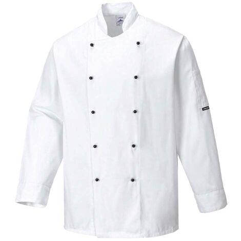 Portwest C834WHRL Giacca da Chef Somerset, Bianco, L