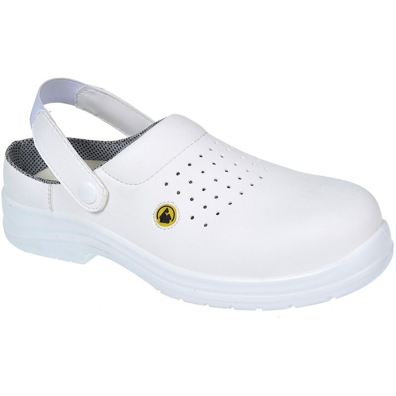 Portwest FC03WHR37 - sz 37 Portwest Compositelite ESD Perforated Safety Clog SB AE - White