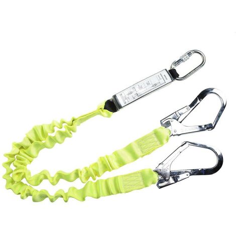 Portwest Double Bungee Energy Absorbing Lanyard Jaune Unique - Jaune