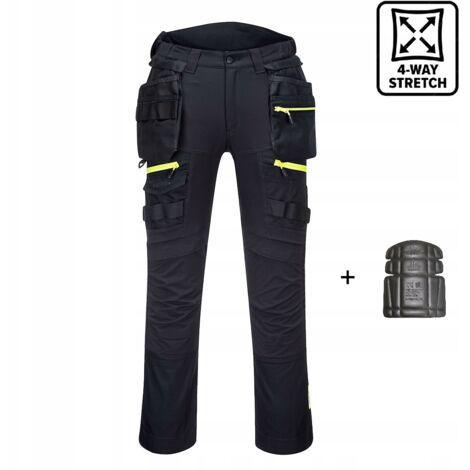 PORTWEST DX440 Stretchhose Holstertaschen ELASTIC Schwarz 58
