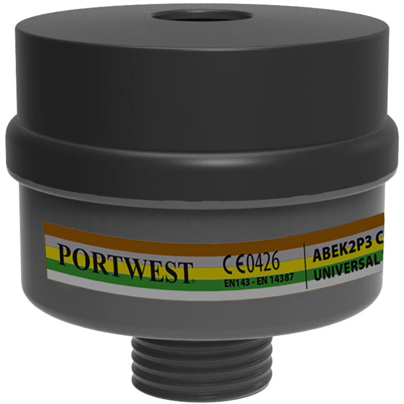 Portwest - Lot de 4 filtres combiné à filetage universel ABEK2P3 Noir