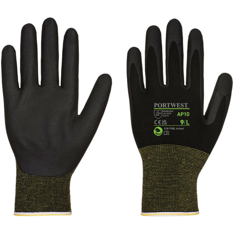 NPR15 Gants en mousse Nitrile Bambou Eco (Par12) - xl - Noir Portwest