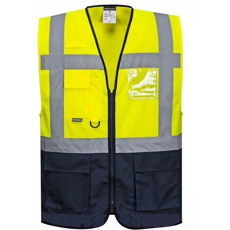 Gilet Executive Warsaw couleur : Jaune/Marine taille XXL - PORTWEST