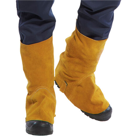 Portwest – Guêtres de protection en cuir de vachette fendu – Résistantes pour soudage – Protection pieds et jambes – Durabilité optimale