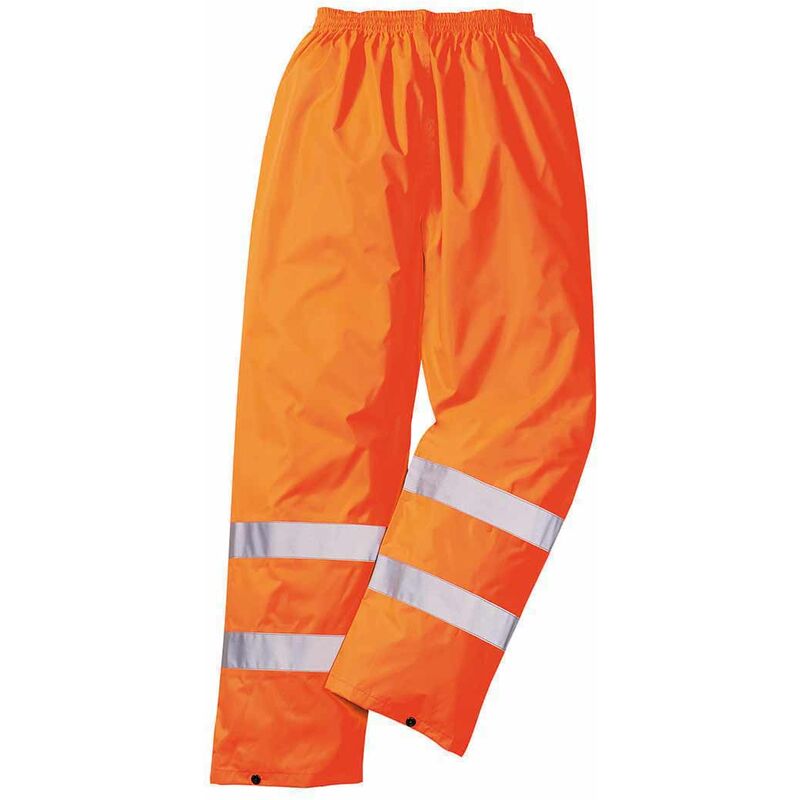 Portwest - Mens Hi-Vis Safety Workwear Rain Waterproof Trousers Orange XS