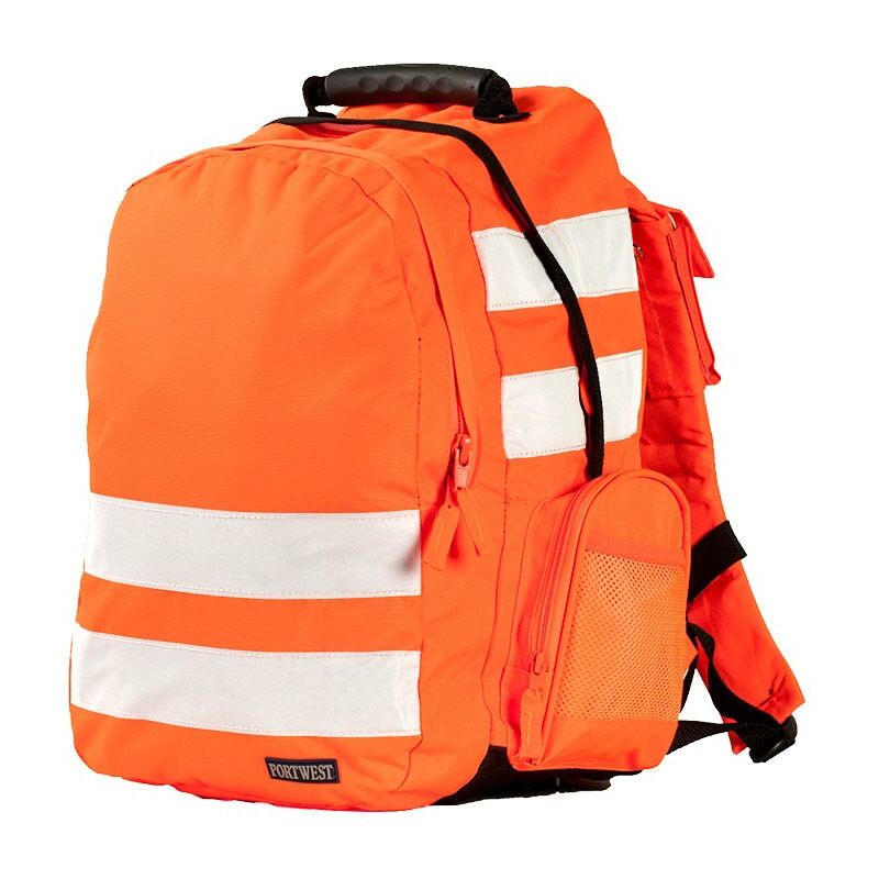 Portwest - Orange Hi Vis Backpack Hi Viz Tool Rucksack Reflective Safe School Bag