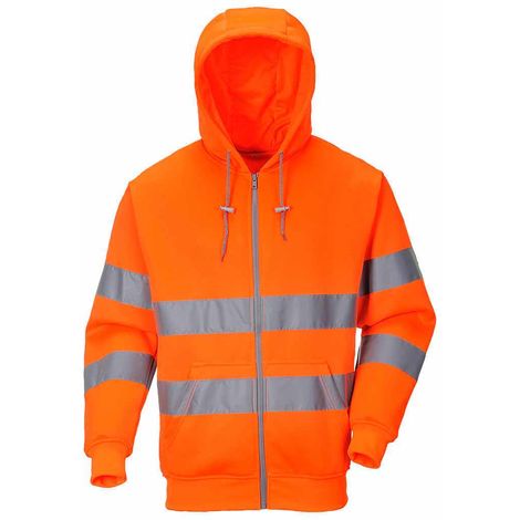 safety orange zip up hoodie