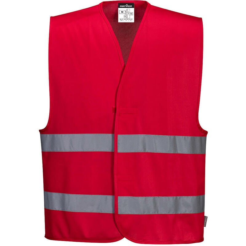 Portwest - F474 - Red Sz L/XL Hi-Vis Iona Safety Vest Visibility Reflective