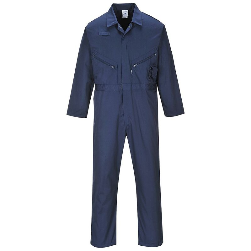 Portwest - Polycotton Zip Coverall - Navy - Large (Regular) - C813NARL