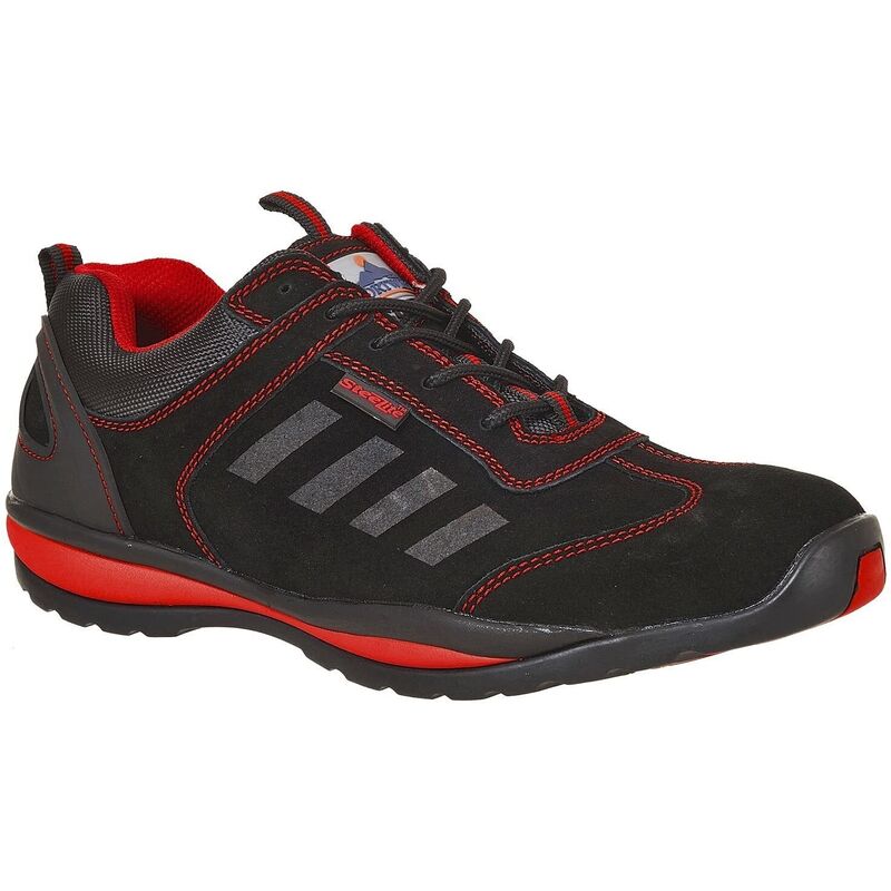 Portwest Mens Steelite Lusum S1P HRO Suede Safety Shoes (5 UK) (Black/Red)