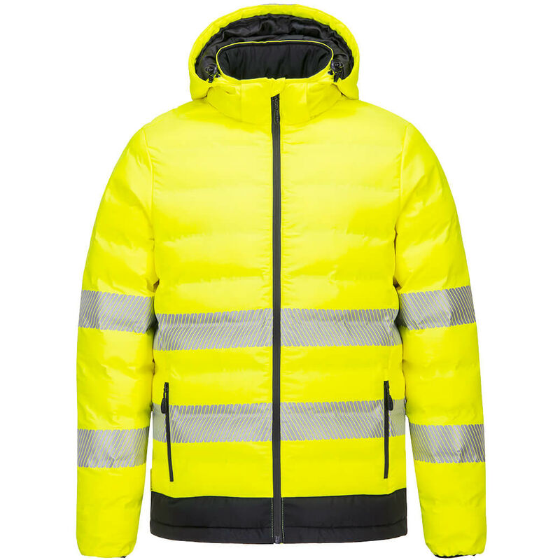 Portwest - Mens Workwear Hi-Vis Ultrasonic Heated Tunnel Jacket Yellow/Black L