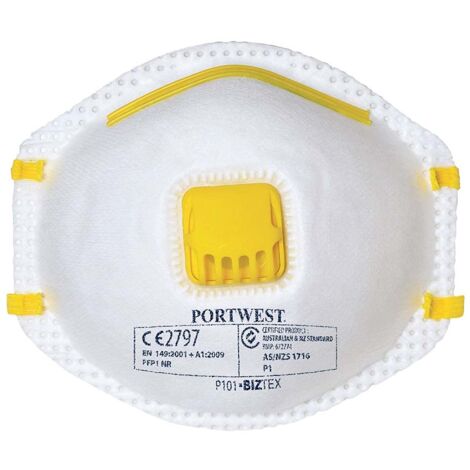 Portwest P101WHR Mascherina Anti Polvere con Valvola FFP1, Bianco
