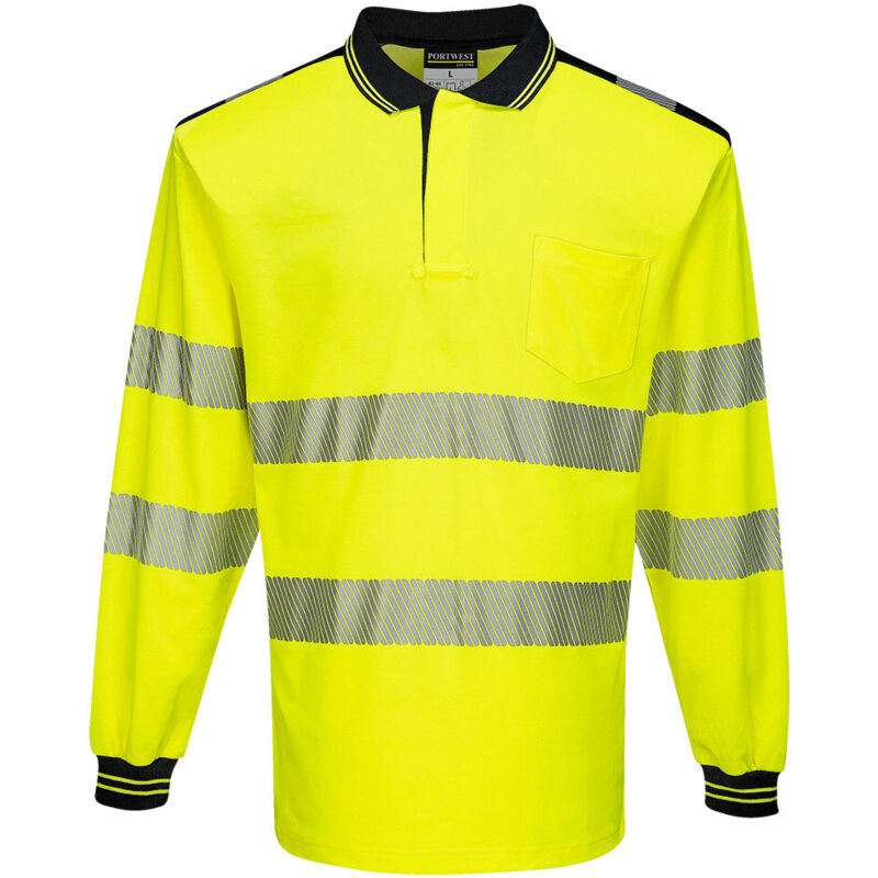 PW3 Polo Haute Visibilité ml - xs - Jaune/Noir Portwest