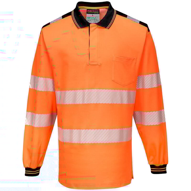 PW3 Polo Haute Visibilité ml couleur : Orange/Noir taille m Portwest