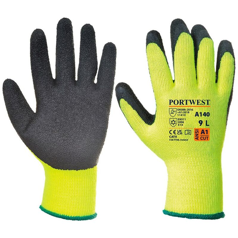 Portwest A140BKRM - sz M Thermal Grip Glove - Latex - Black